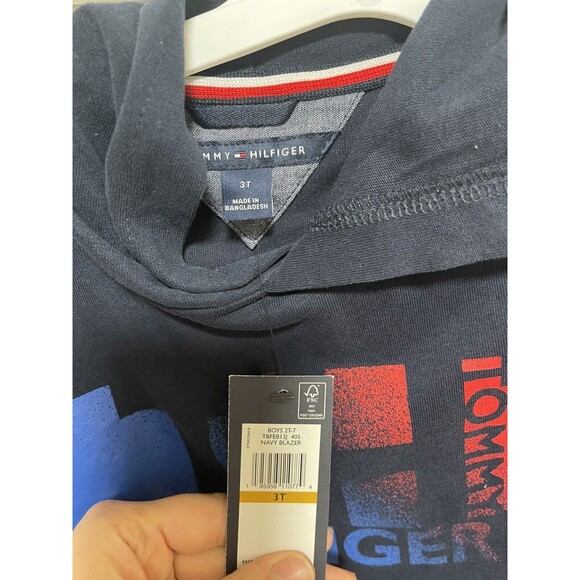 Tommy Hilfiger Hoodie Navy Long Sleeve Toddler cotton Sz 3T NWT - Picture 2 of 5
